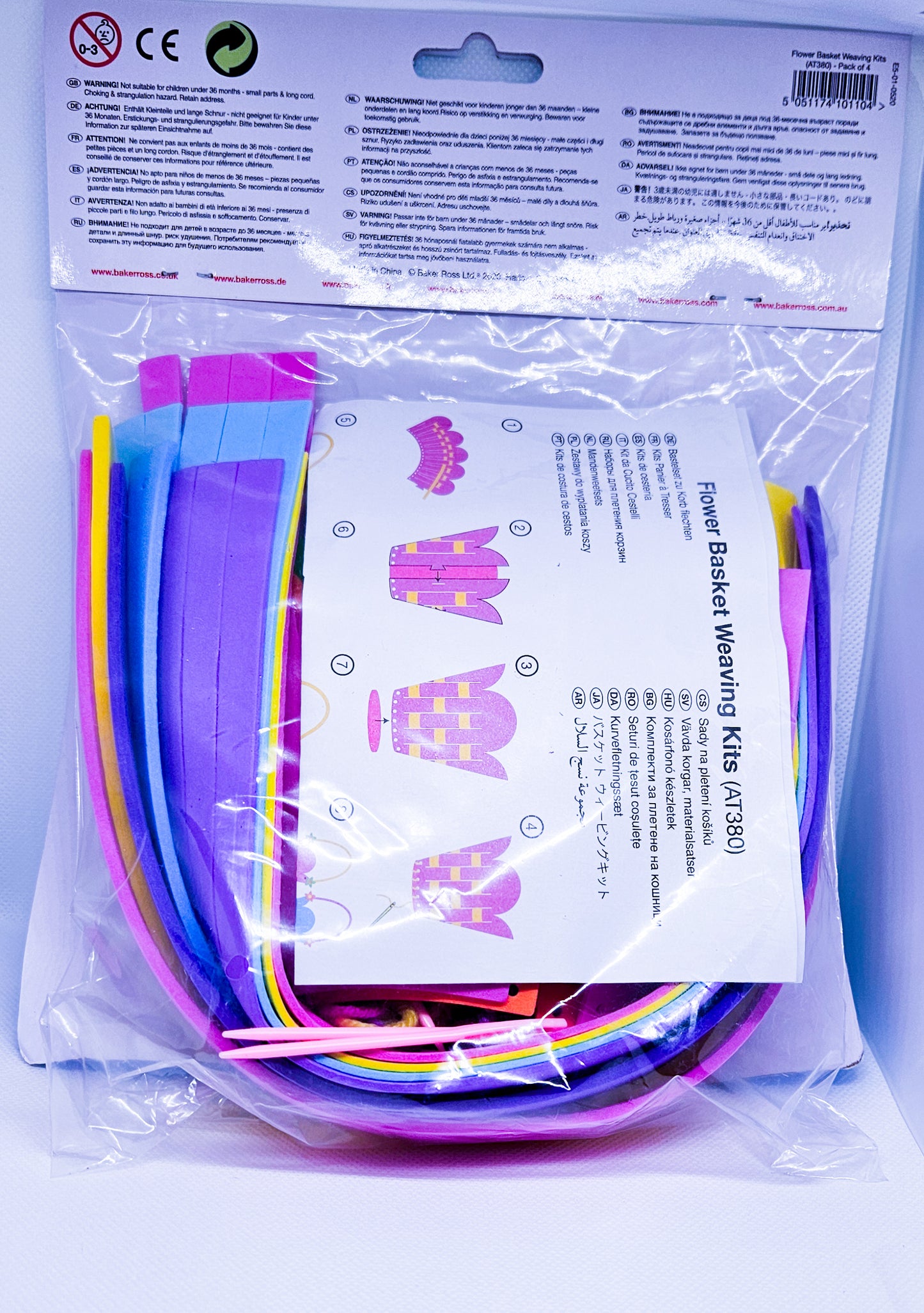 Kit împletit coșulețe din hârtie gumată – set 4 bucăți